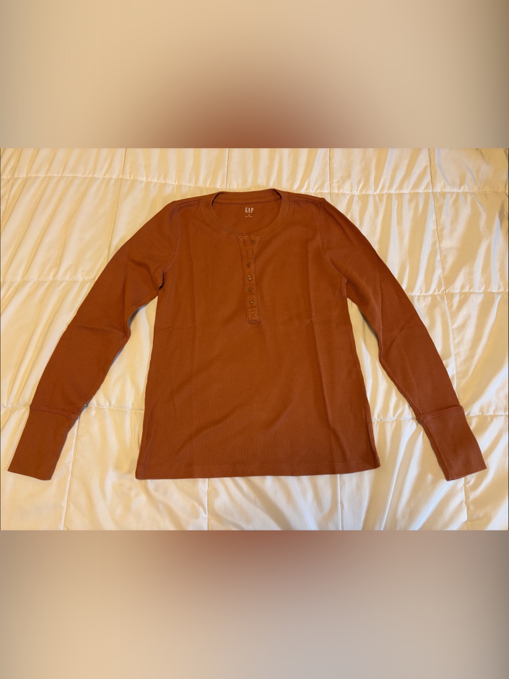 GAP Women's Rust Long-Sleeve Henley Tee